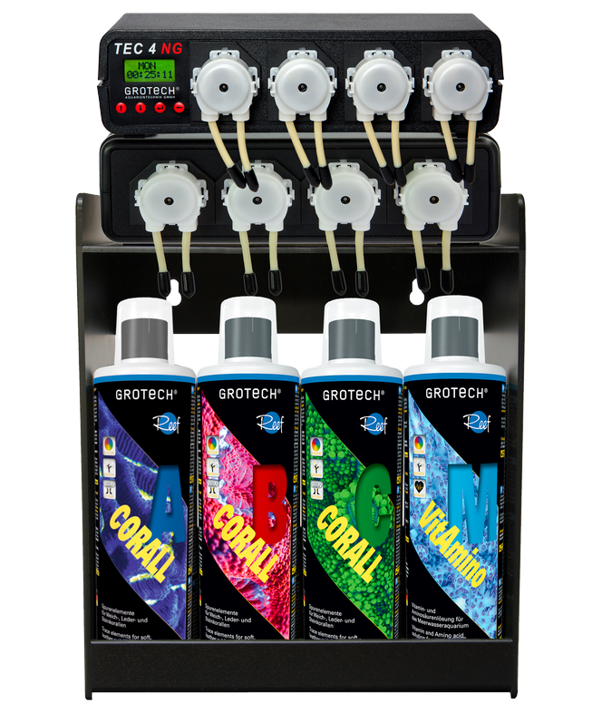 TEC 4 NG Set, gross TEC 4 NG + EP IV + Depotständer + Corall A,B,C + VitAmino M 0,5 l+ kH+Ca 1,2,3 + Magnesium pro liquid je 0,5l
