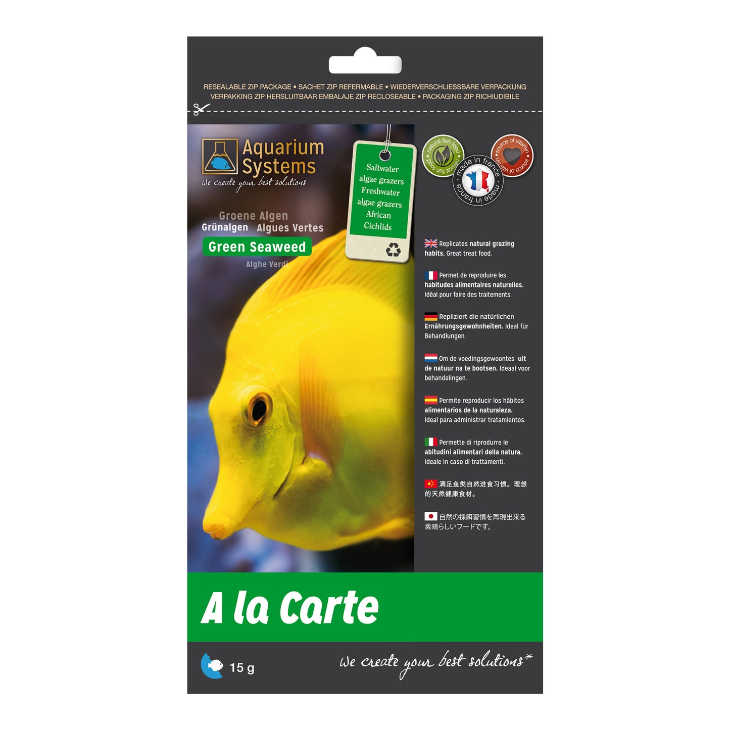 Fish Food A la Carte Green Seaweed 15g