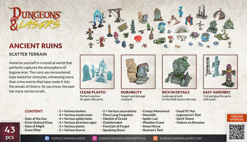 Dungeons & Lasers Expansion Set: ANCIENT RUINS SCATTER TERRAIN - PremiumHobby