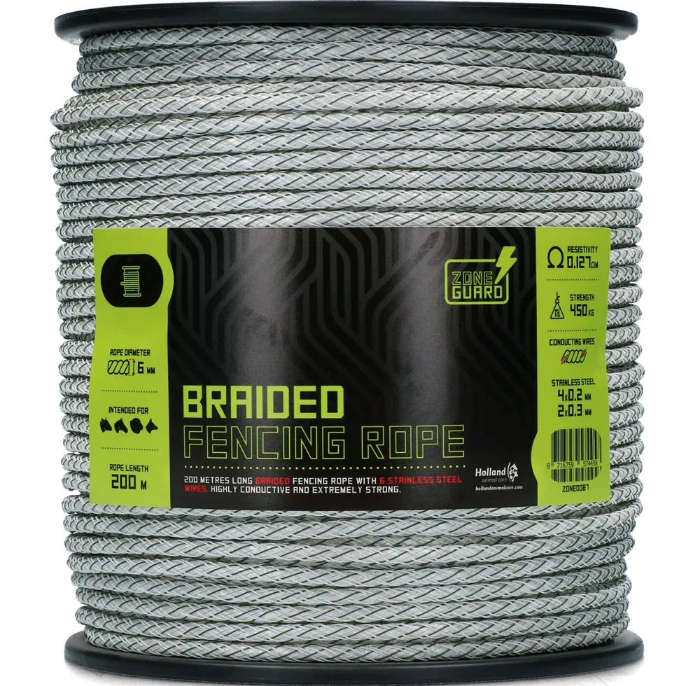 ZoneGuard 6 mm geflochtenes Zaunseil weiß und grün 200 m - PremiumHobby