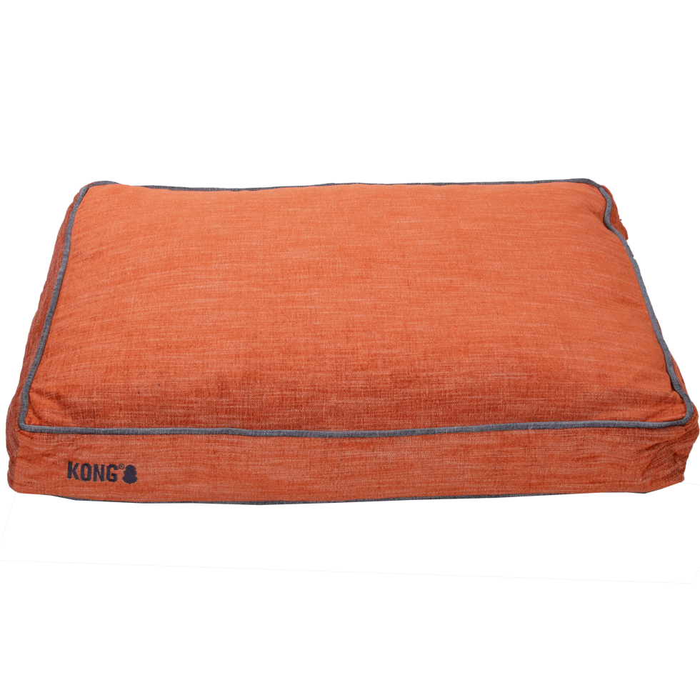 KONG Rectangle Beds Small, Orange mit grauer Leine