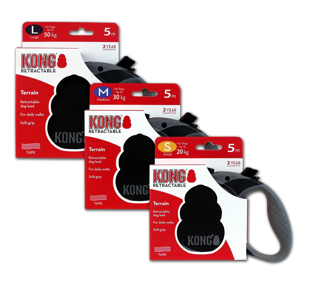 KONG Retractable Leash Terrain Black L (5m/50kg) - PremiumHobby