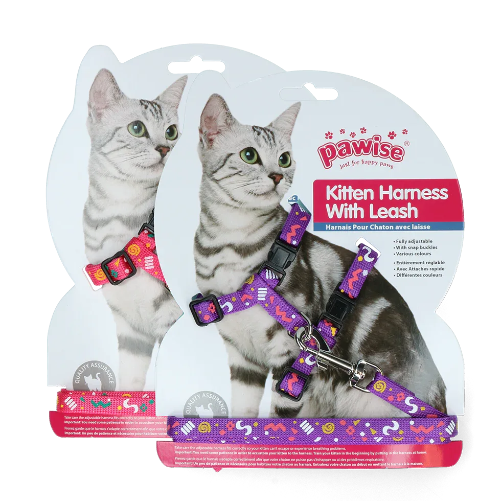 Pawise Kitten Harness Leash-Pink/Purple - PremiumHobby
