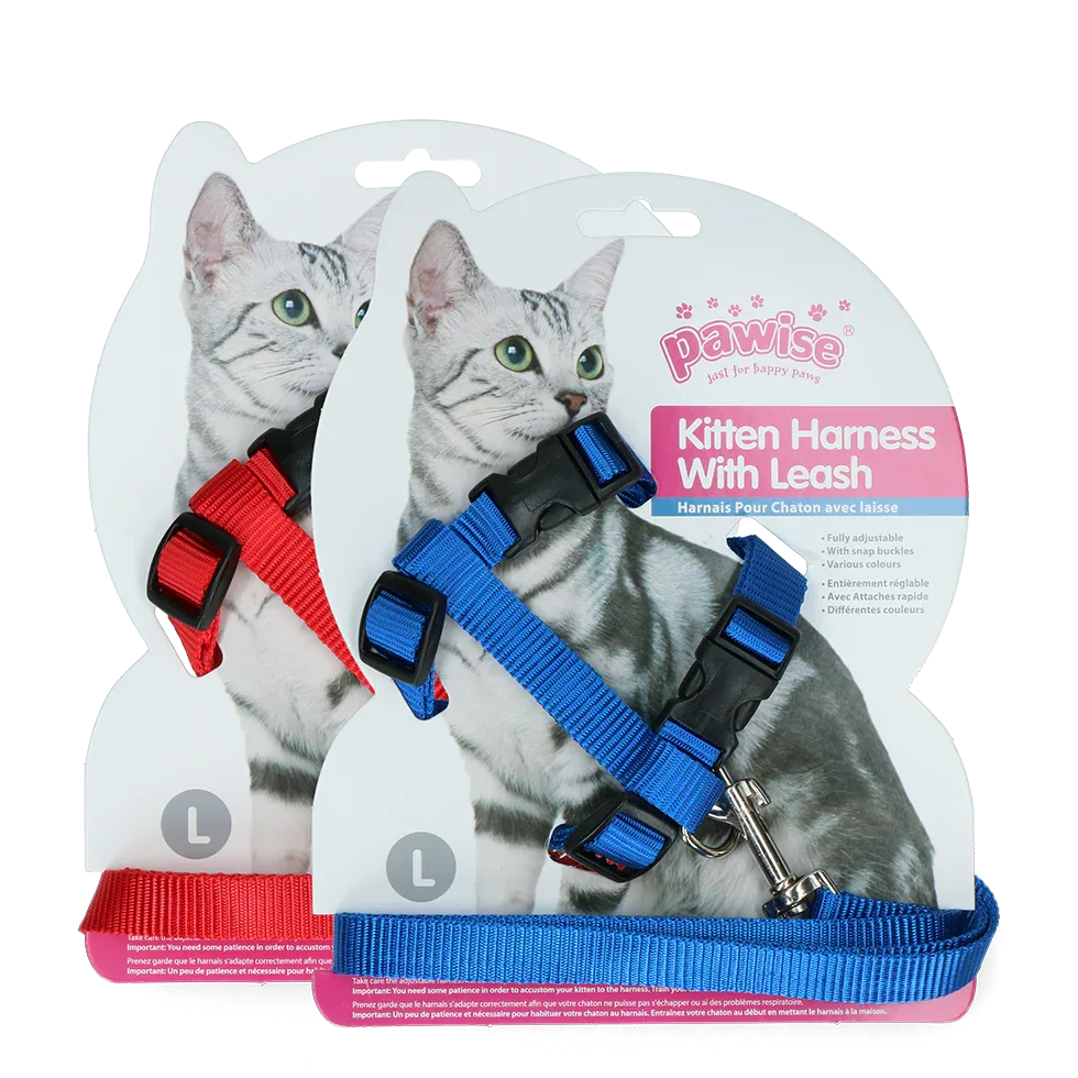 Pawise Kitten Harness Leash-Red/Blue - PremiumHobby