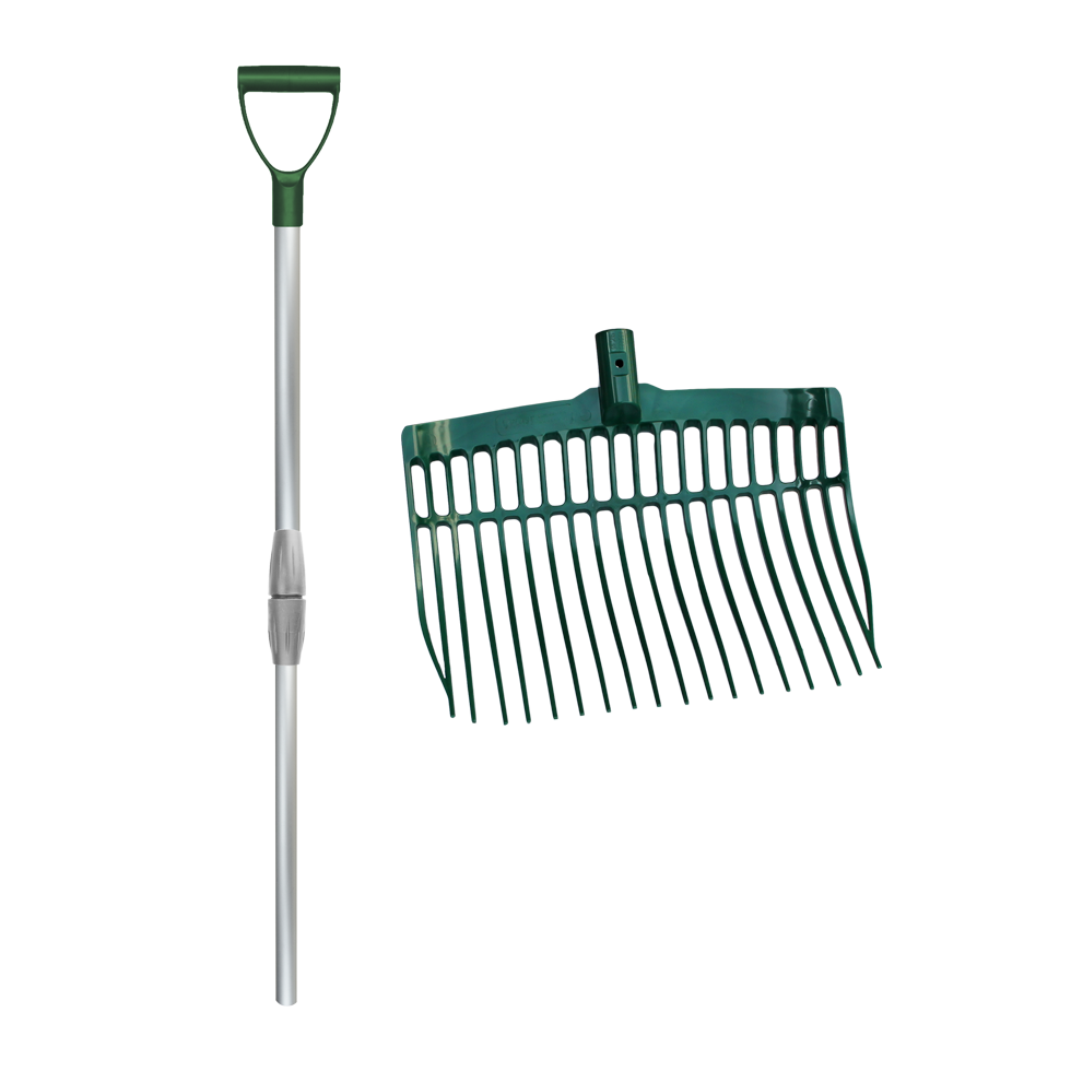 Dunggabel KS grün mit alu. Teleskopstiel in einem Karton