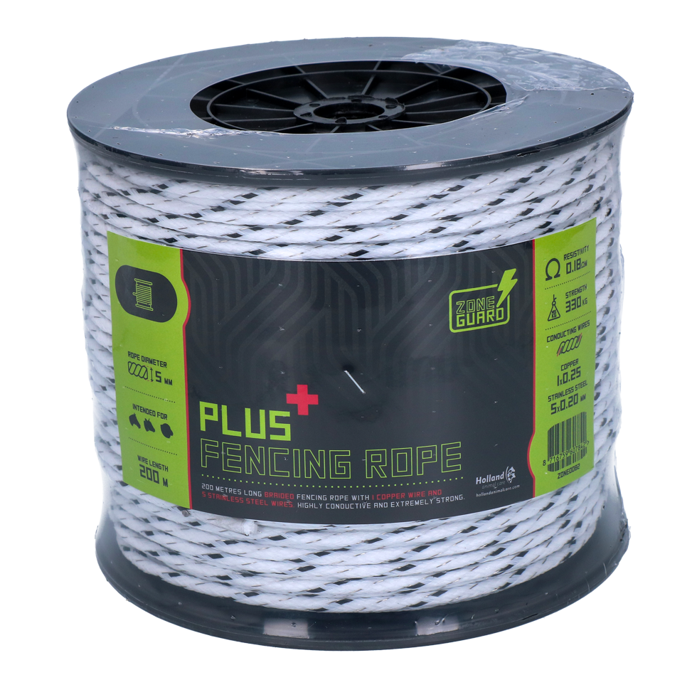 ZoneGuard 5 mm Plus Zaunseil weiß und schwarz 200 m