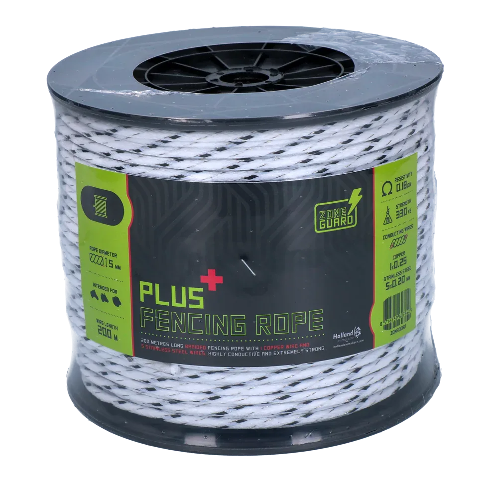 ZoneGuard 5 mm Plus Zaunseil weiß und schwarz 200 m - PremiumHobby