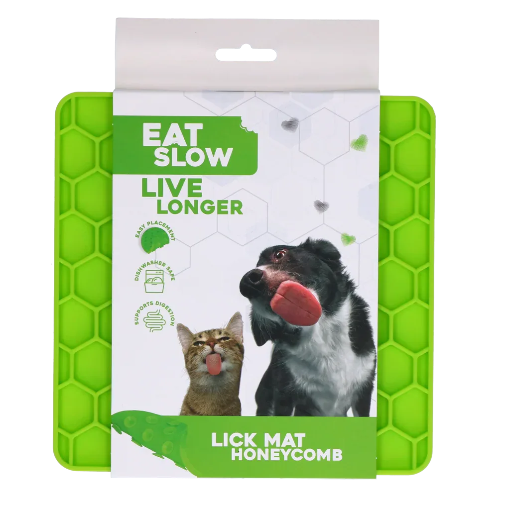 Eat Slow Live Longer Lick Mat Honeycomb Grün - PremiumHobby