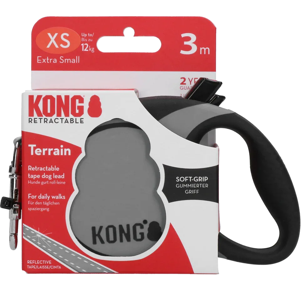 KONG Retractable Leash Terrain Grau XS (3m/12kg) - PremiumHobby