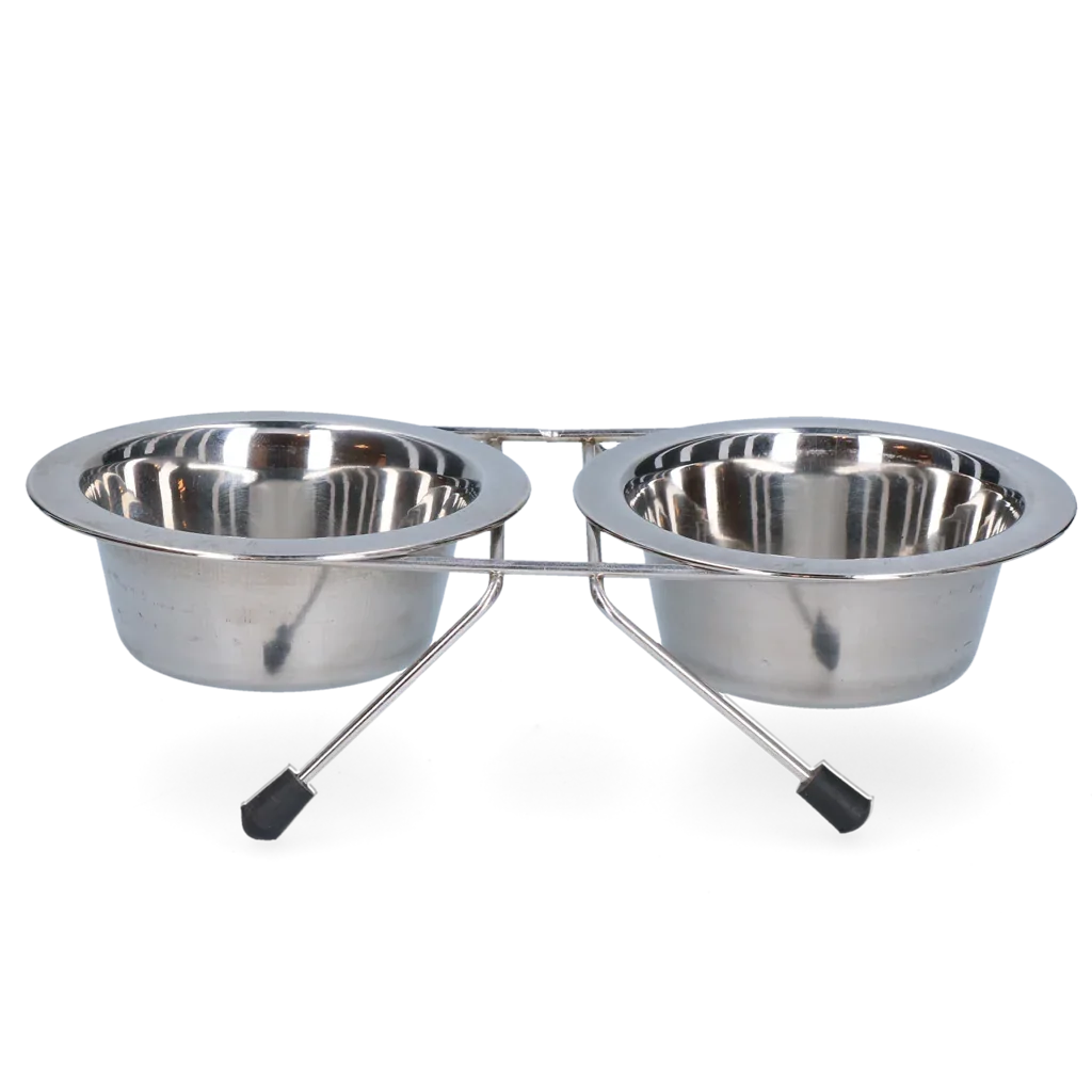 Futter- und Trinknapf aus Edelstahl mit Ständer 200ml Ø 11cm - PremiumHobby