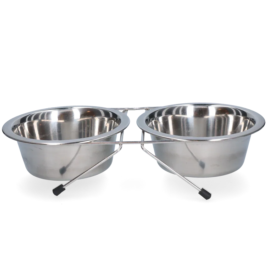 Futter- und Trinknapf aus Edelstahl mit Ständer 750ml Ø 16cm - PremiumHobby