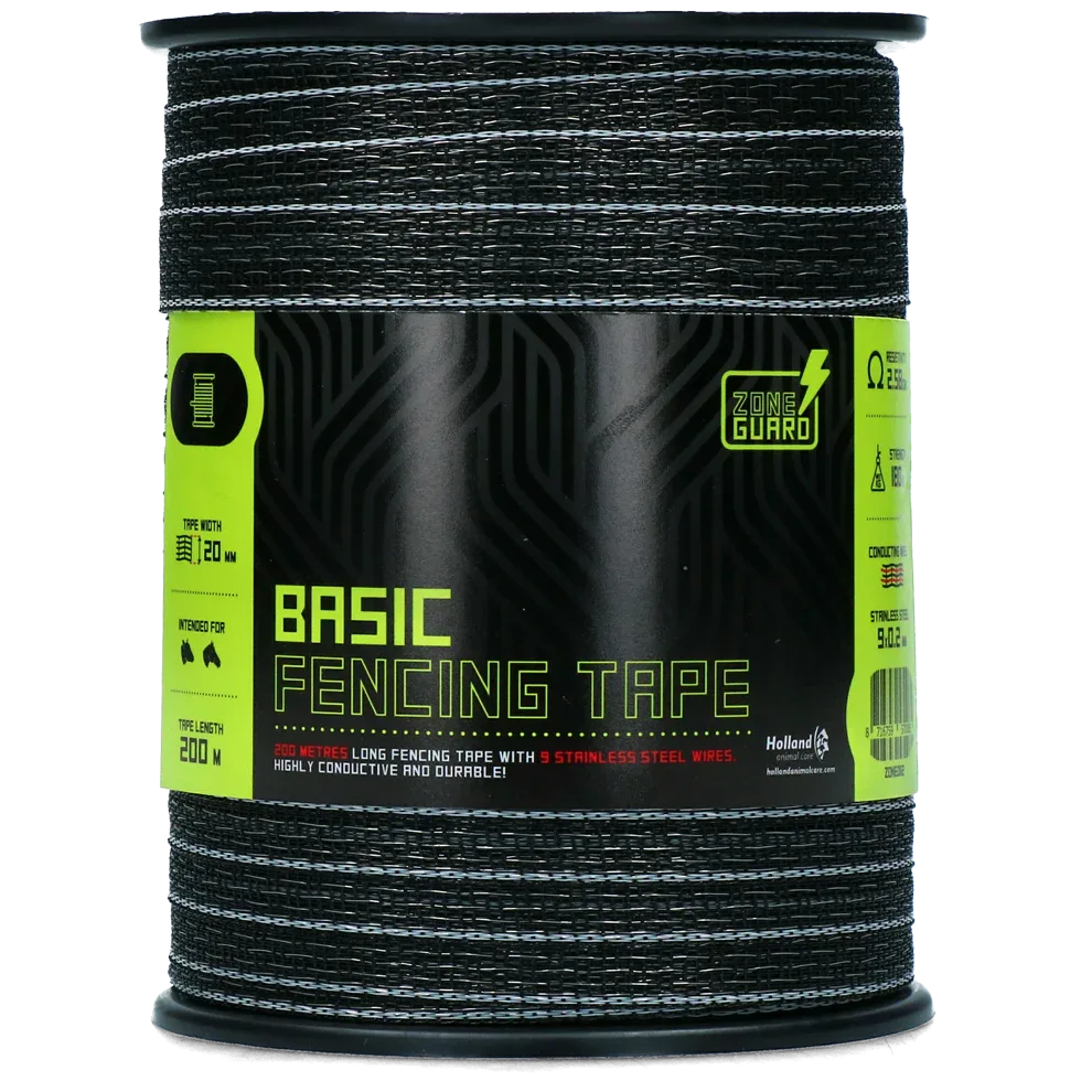 ZoneGuard 20 mm Basic Zaunband schwarz 200 m - PremiumHobby
