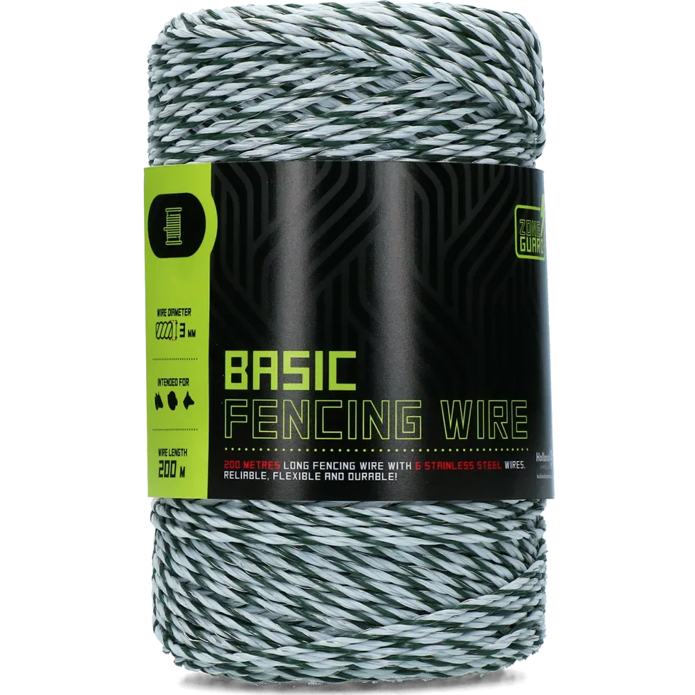 ZoneGuard 3 mm Basic Zaundraht weiß und dunkelgrün 200 m - PremiumHobby