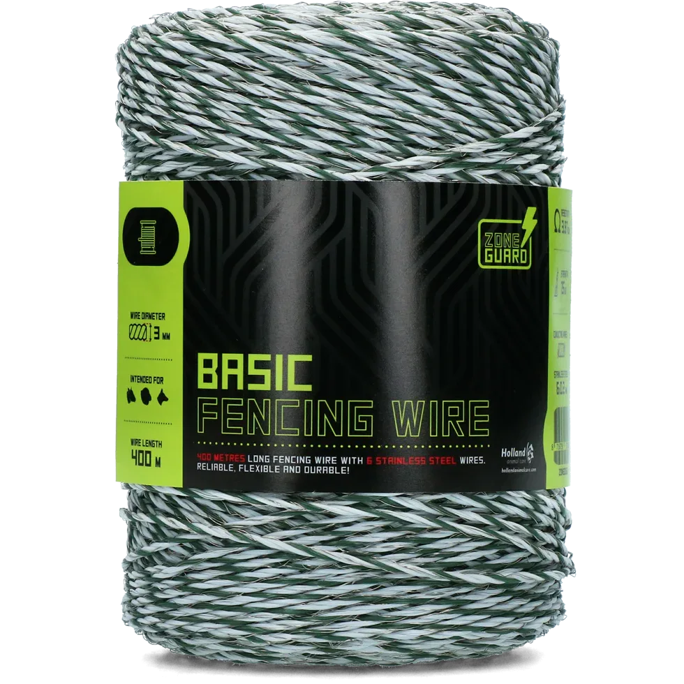 ZoneGuard 3 mm Basic Zaundraht weiß und dunkelgrün 400 m - PremiumHobby