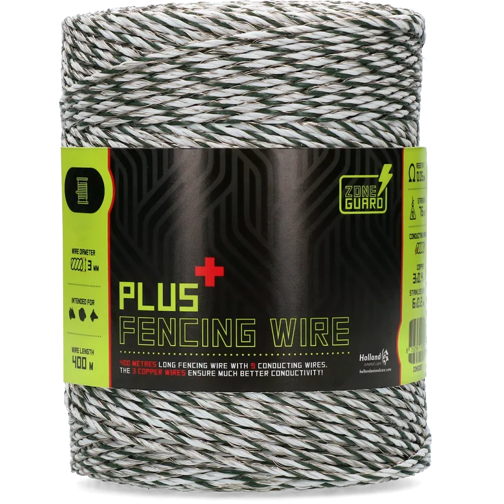 ZoneGuard 3 mm Plus Zaundraht weiß und grün 400 m - PremiumHobby