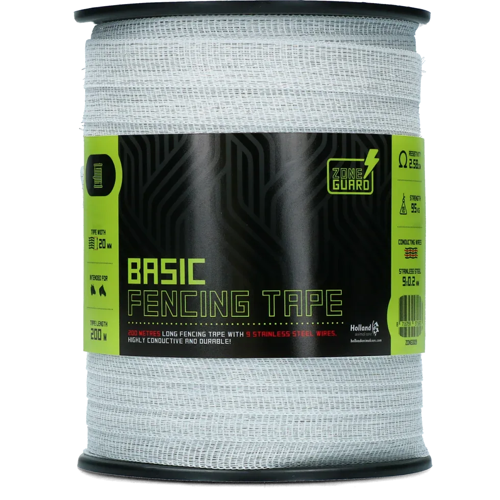 ZoneGuard 20 mm Basic Zaunband weiß 200 m (9 Drähte) - PremiumHobby