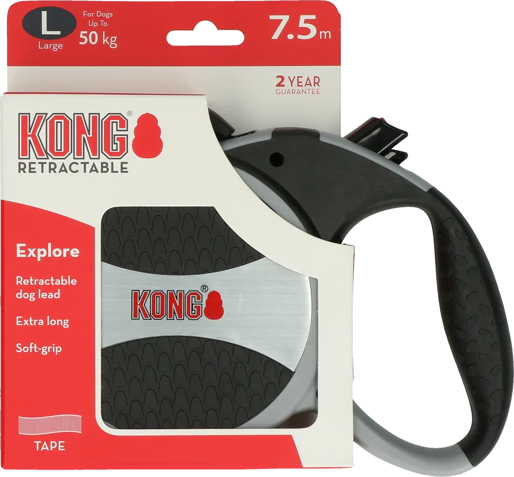 KONG Retractable Leash Explorer Grau L (7,5m/50kg) - PremiumHobby