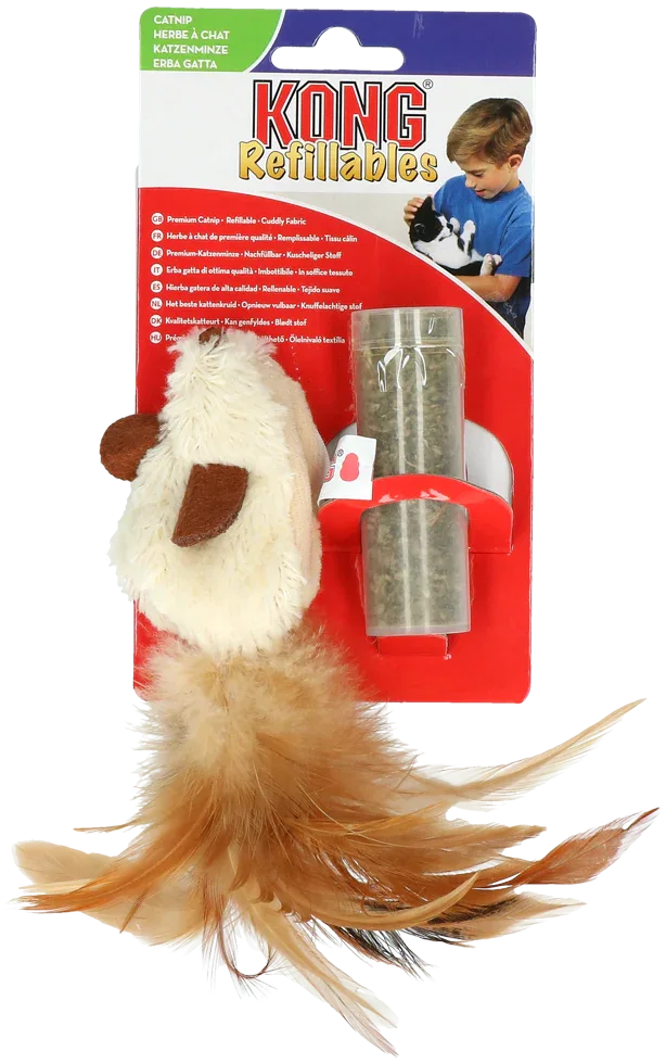 KONG Cat Refillable Catnip Feather Mouse - PremiumHobby