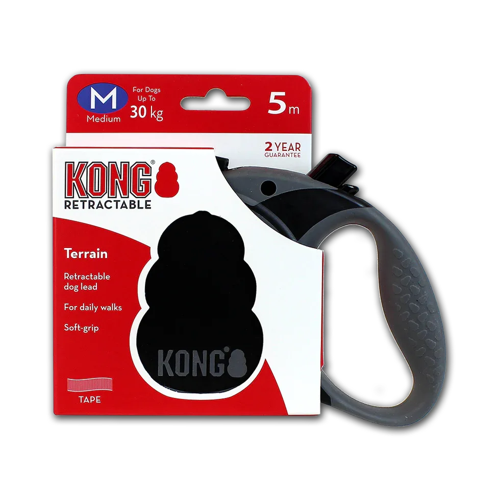 KONG Retractable Leash Terrain Black M (5m/30kg) - PremiumHobby