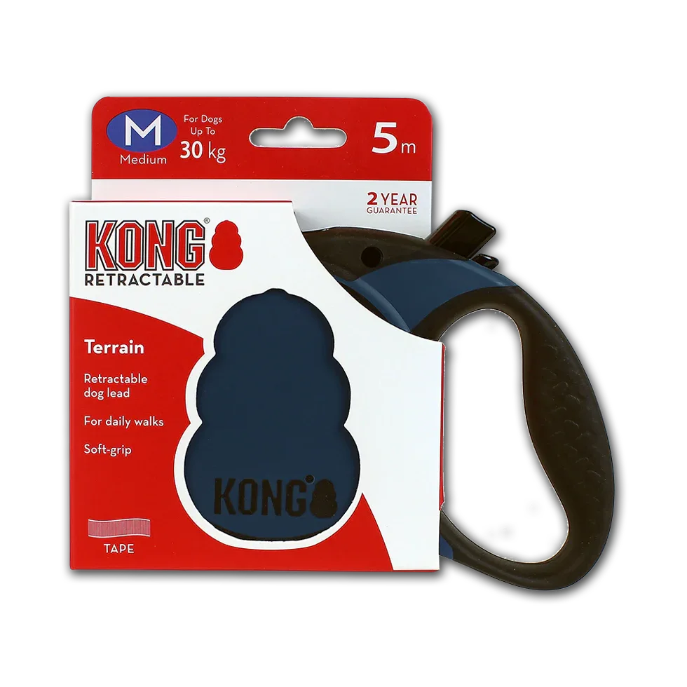KONG Retractable Leash Terrain Blue M (5m/30kg) - PremiumHobby