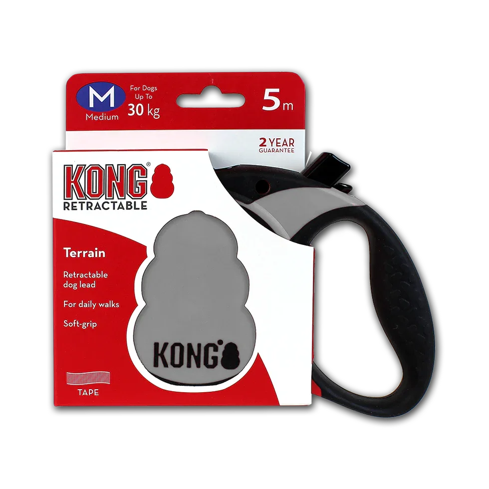 KONG Retractable Leash Terrain Grey M (5m/30kg) - PremiumHobby