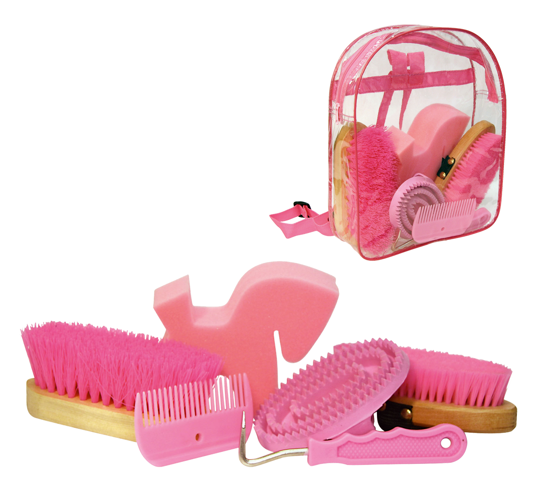 Putzset mit 7 Produkten in transparentem Rucksack Rosa