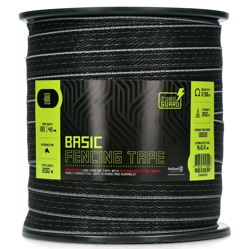 ZoneGuard 40mm Basic Zaunband schwarz 200 m - PremiumHobby