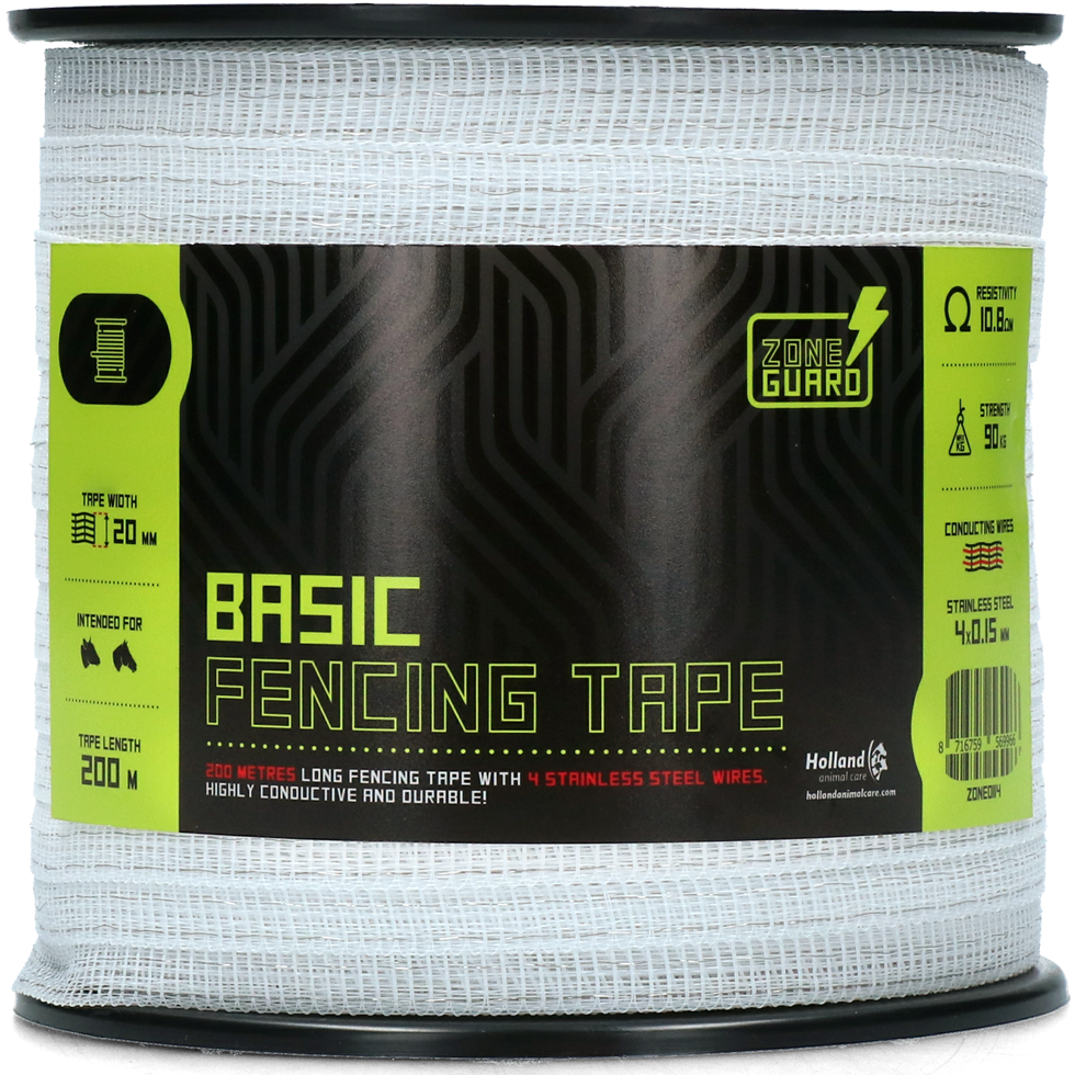 ZoneGuard 20 mm Basic Zaunband weiß 200 m (4 Drähte)