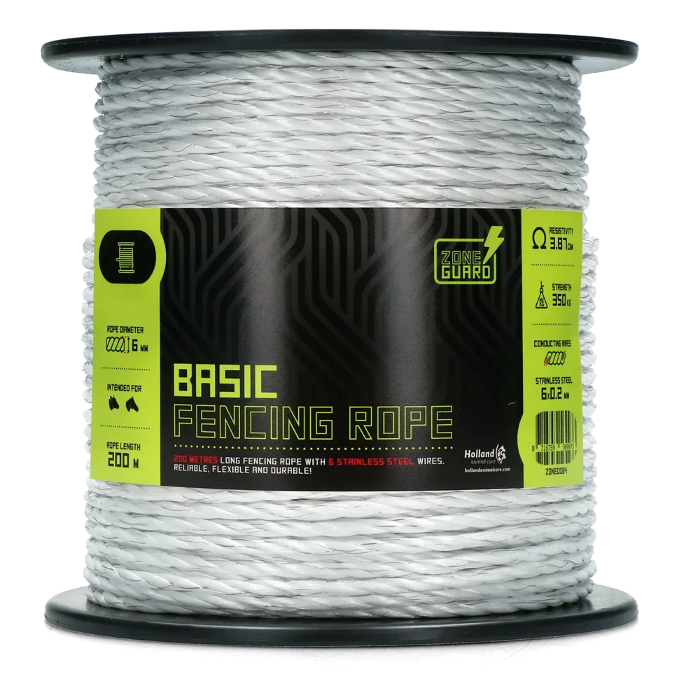 ZoneGuard 6 mm Basic Zaunseil weiß 200 m - PremiumHobby