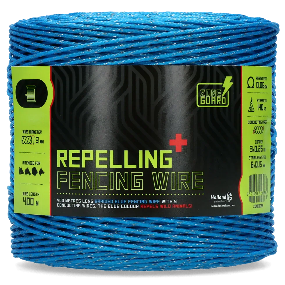 ZoneGuard 3 mm abwehrender Zaundraht blau 400 m - PremiumHobby