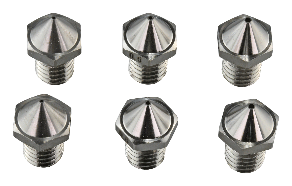 Flashforge Creator 3 Pro / Creator 4 Steel Nozzle Set - 0.4/0.6/0.8 mm - 6-pack