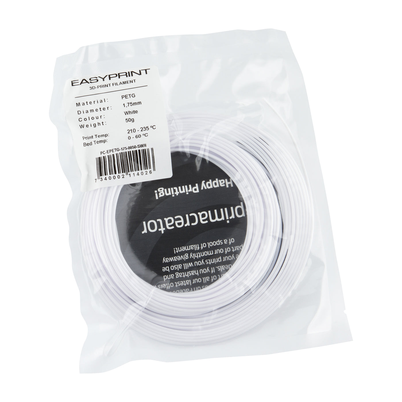 EasyPrint PETG Sample - 1.75mm - 50 g - Solid White