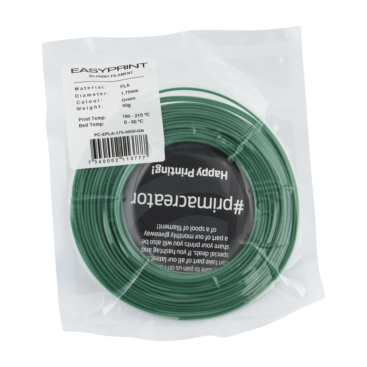 EasyPrint PLA Sample - 1.75mm - 50 g - Green