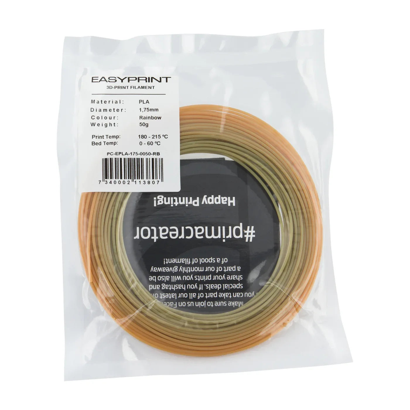 EasyPrint PLA Sample - 1.75mm - 50 g - Rainbow - PremiumHobby