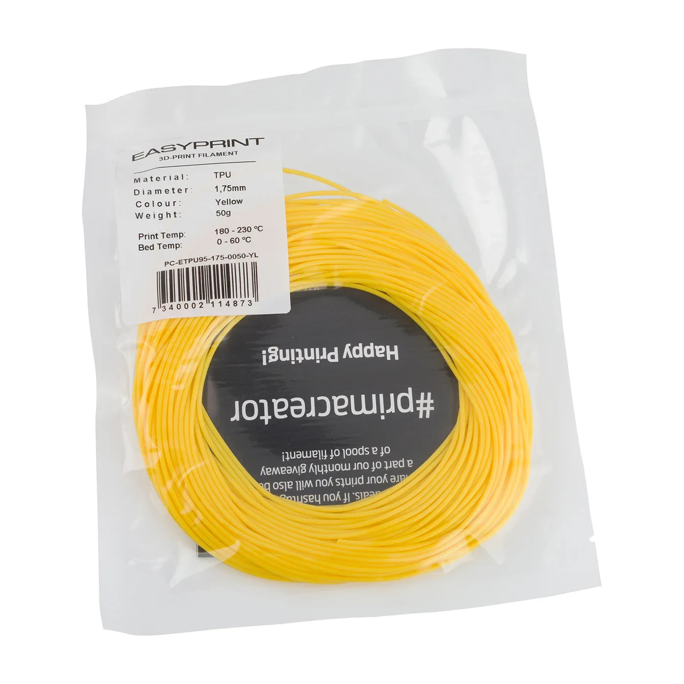 PrimaCreator™ EasyPrint FLEX 95A - 1.75mm - 50 g - Yellow - PremiumHobby