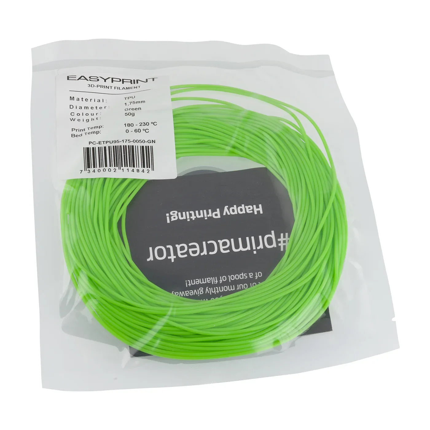 PrimaCreator™ EasyPrint FLEX 95A - 1.75mm - 50 g - Green - PremiumHobby