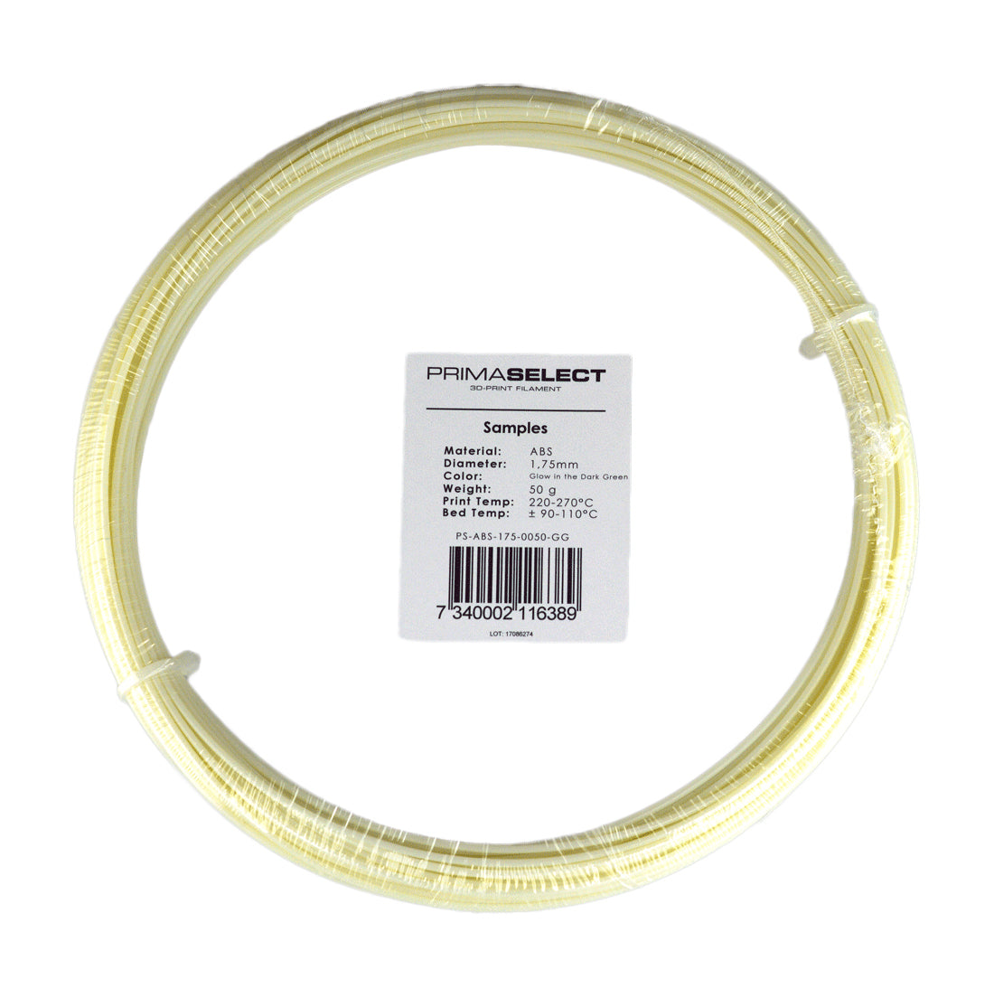 PrimaSelect ABS - 1.75mm - 50 g - Glow in the Dark Green