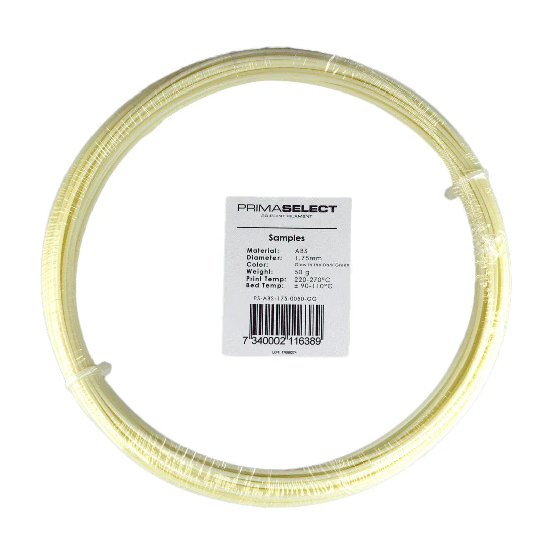 PrimaSelect ABS - 1.75mm - 50 g - Glow in the Dark Green - PremiumHobby