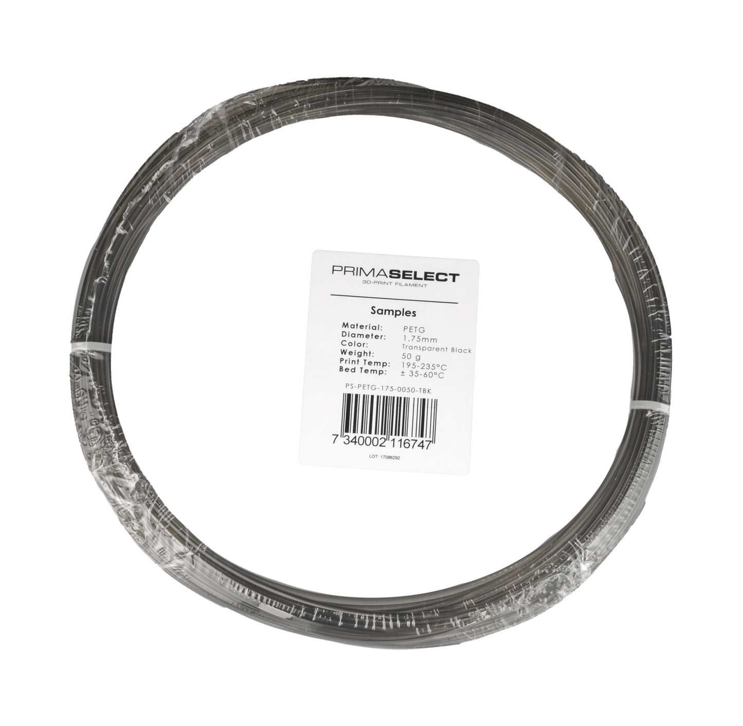 PrimaSelect PETG - 1.75mm - 50 g - Transparent Black