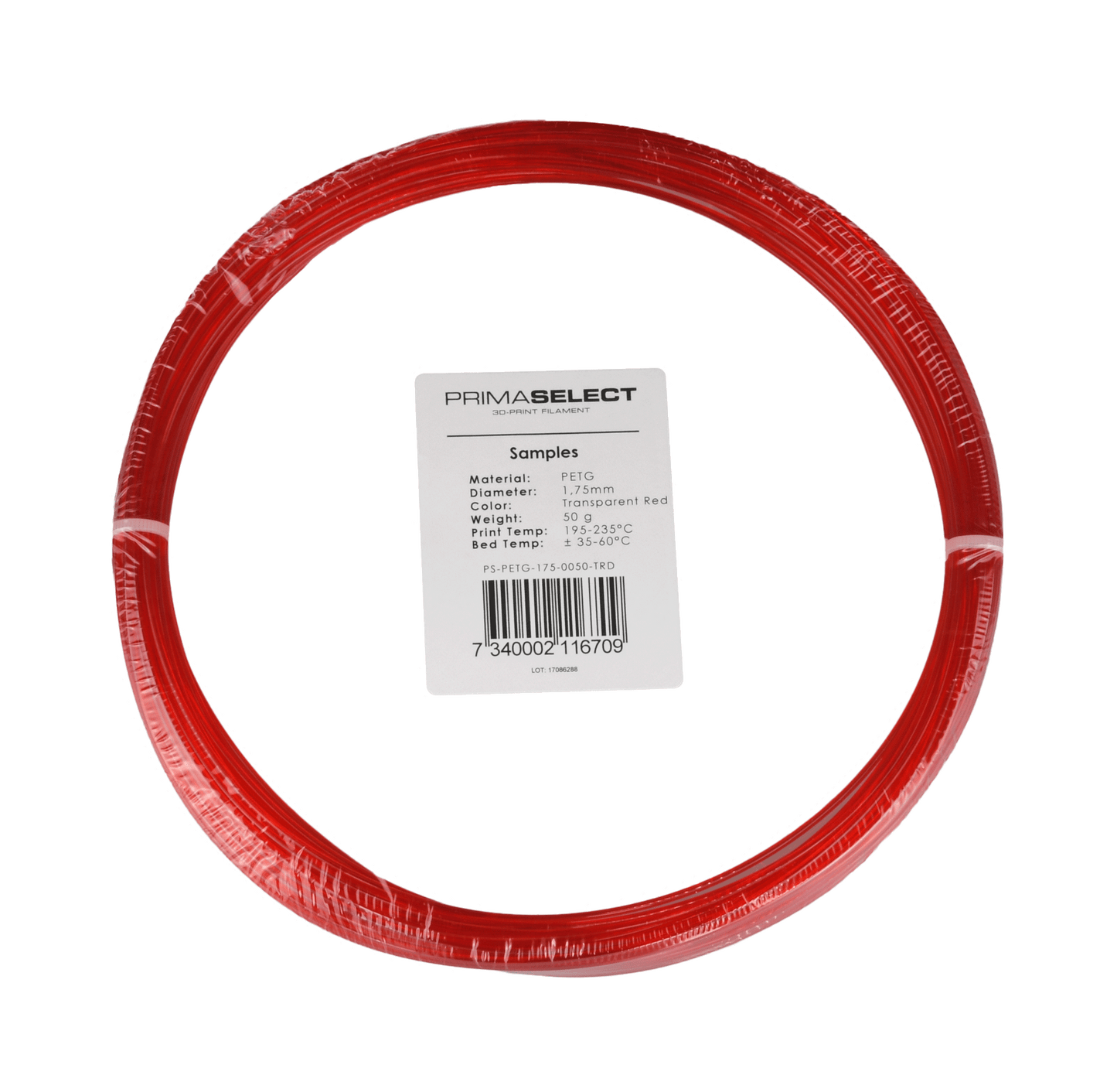 PrimaSelect PETG - 1.75mm - 50 g - Transparent Red