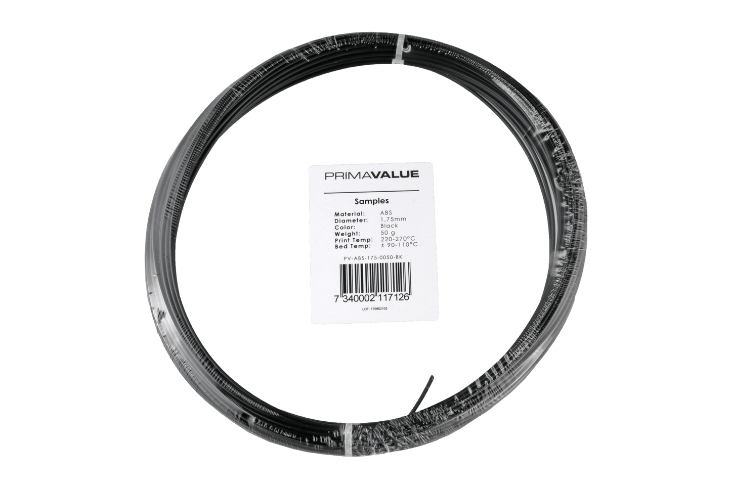 PrimaValue ABS - 1.75mm - 50 g spool - Black