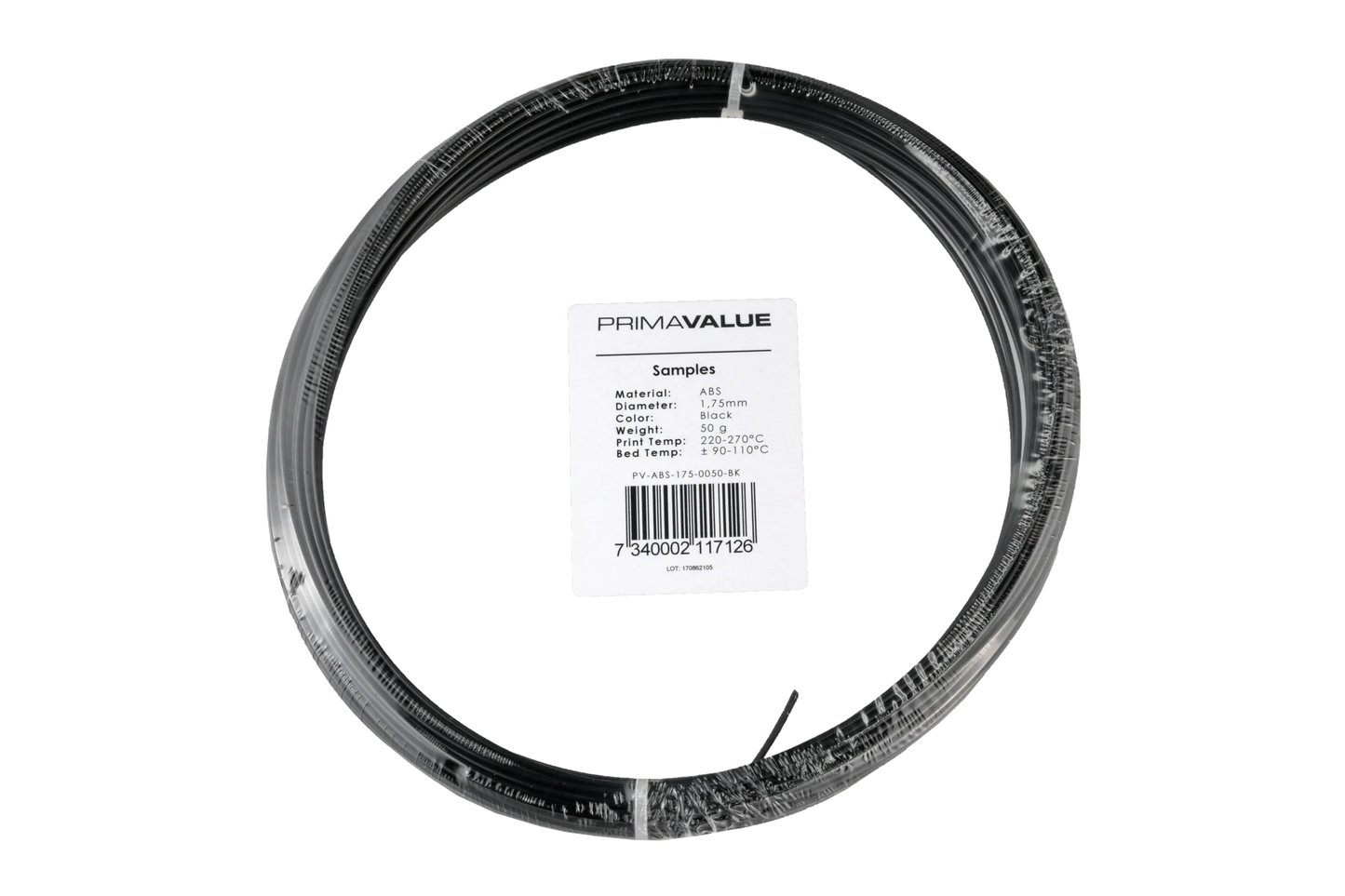 PrimaValue ABS - 1.75mm - 50 g spool - Black - PremiumHobby