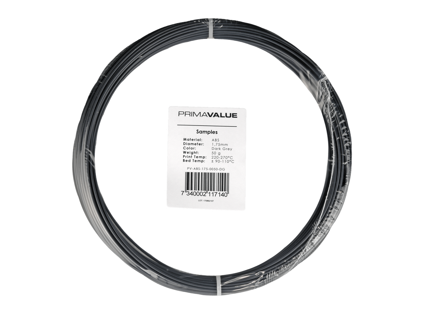 PrimaValue ABS - 1.75mm - 50 g spool - Dark Grey