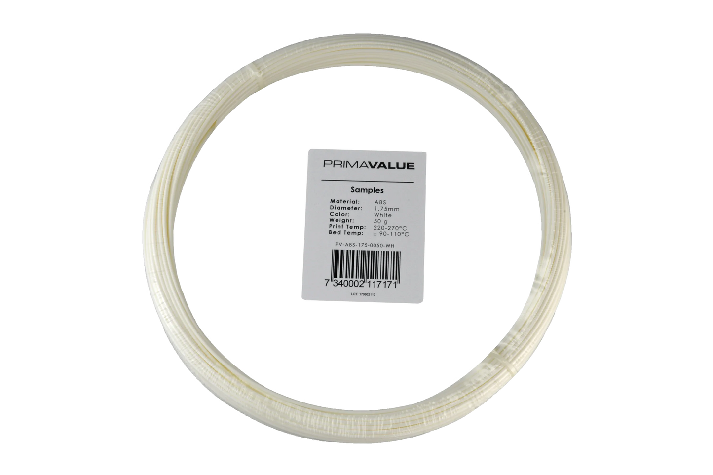 PrimaValue ABS - 1.75mm - 50 g spool - White - PremiumHobby