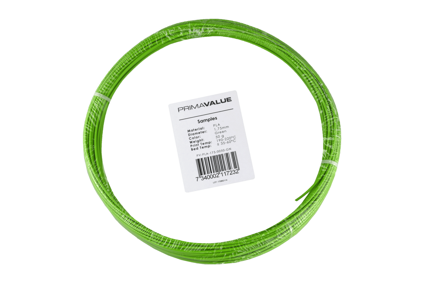 PrimaValue PLA - 1.75mm - 50 g spool - Green - PremiumHobby