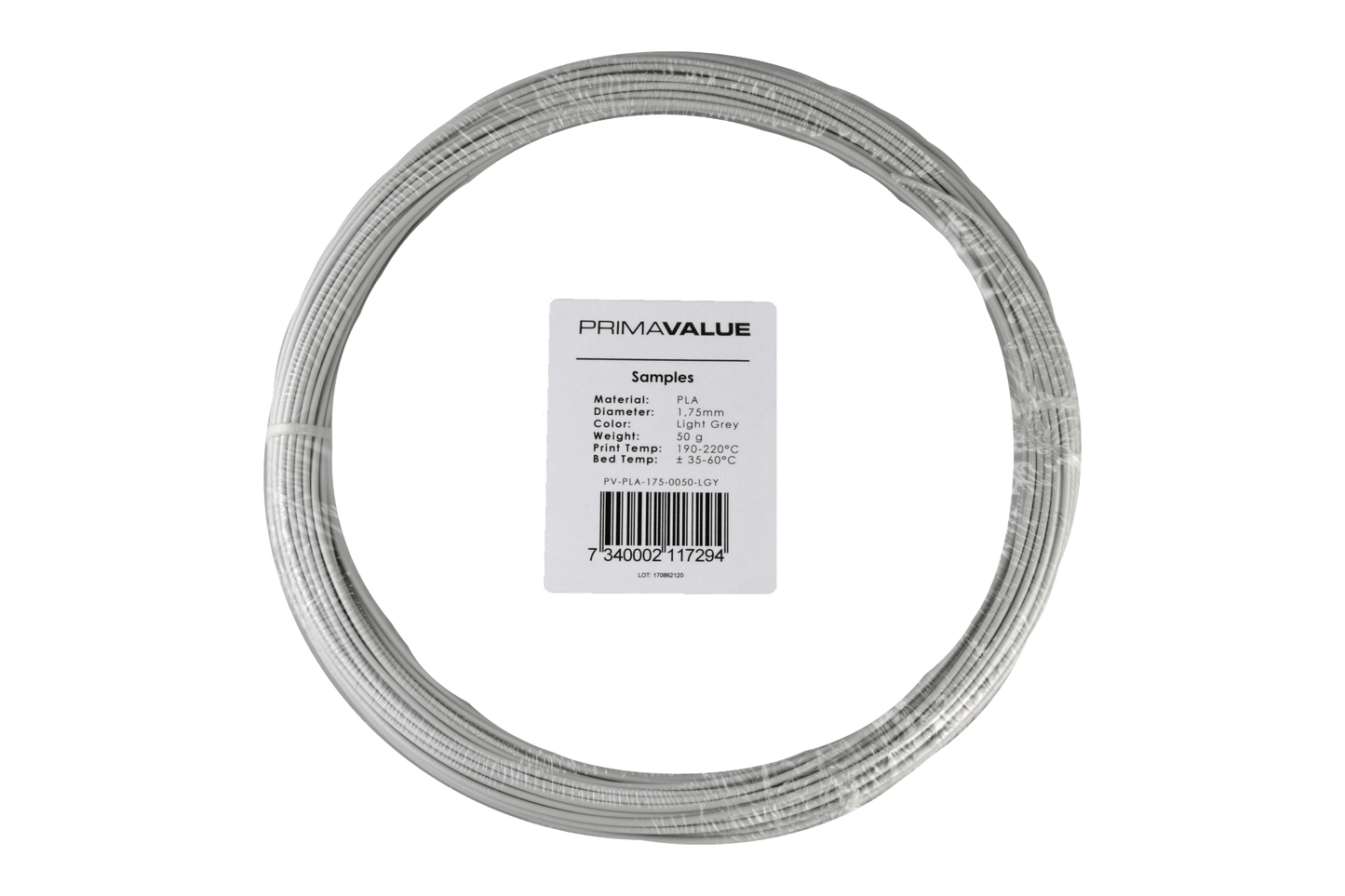 PrimaValue PLA - 1.75mm - 50 g spool - Light Grey