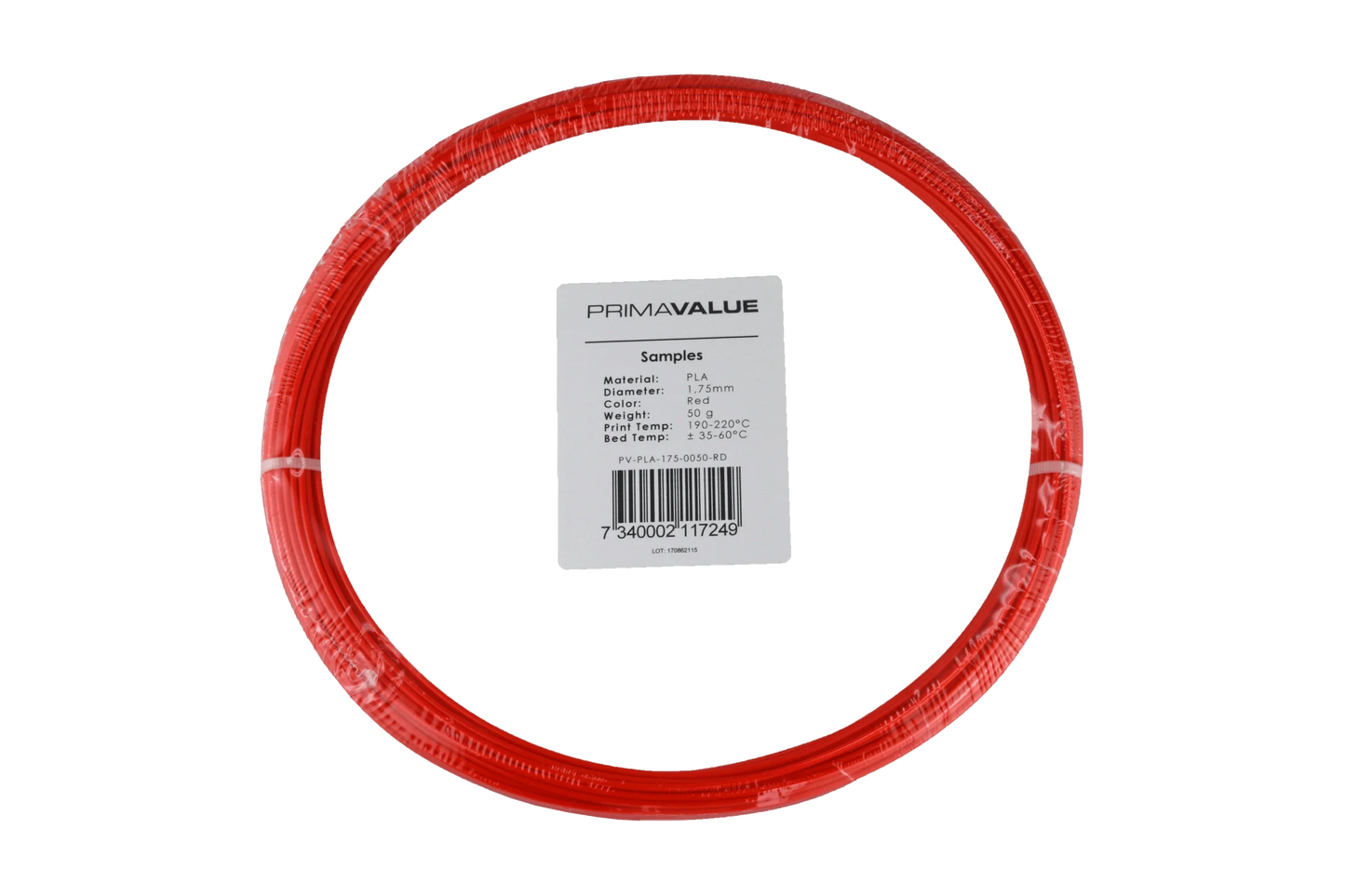 PrimaValue PLA - 1.75mm - 50 g spool - Red - PremiumHobby