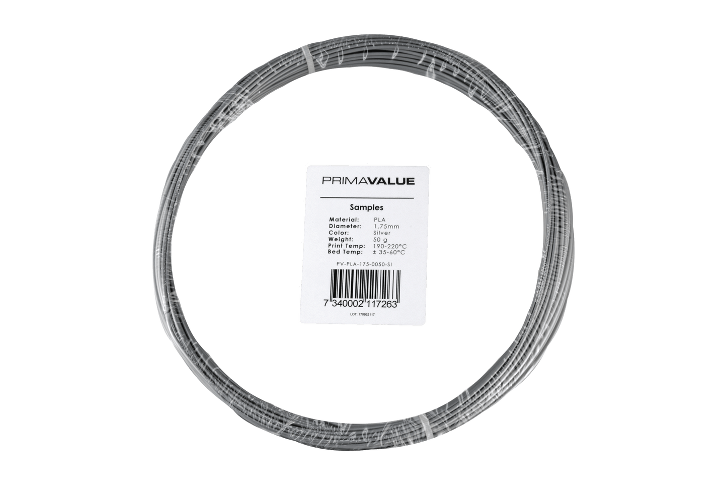 PrimaValue PLA - 1.75mm - 50 g spool - Silver