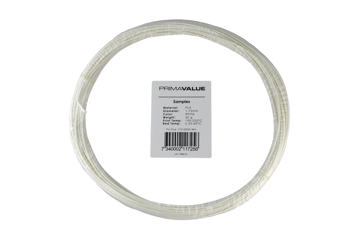 PrimaValue PLA - 1.75mm - 50 g spool - White - PremiumHobby