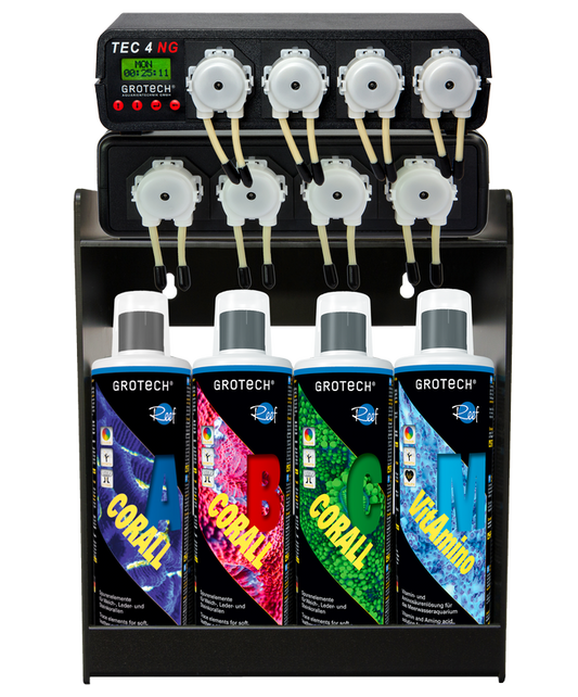 TEC 4 NG Set, gross TEC 4 NG + EP IV + Depotständer + Corall A,B,C + VitAmino M 0,5 l+ kH+Ca 1,2,3 + Magnesium pro liquid je 0,5l
